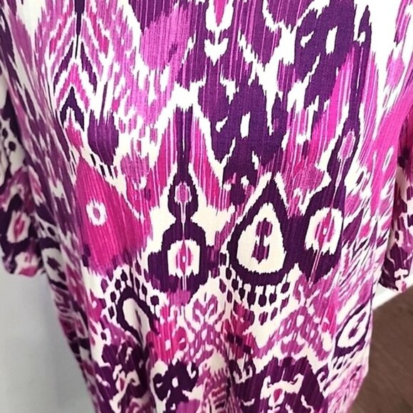 Chico's purple; Pink & white asymmetrical hem Stretchy short sleeve top, 2XL - Picture 3 of 7